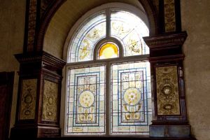At least the stained glass in the central corridor remains, but for how long?